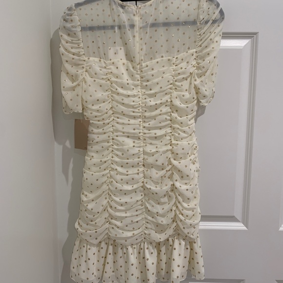 NWT Ruched Polka Dot Dress Medium Ivory - Picture 4 of 6